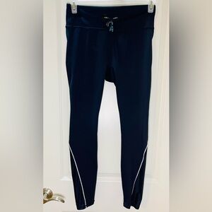 Fabletics Black Leggings with Logo Drawstring & Reflective Vents Size L